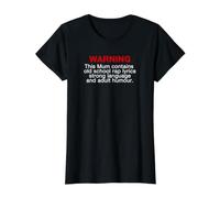 Mum Warning Rap Lyrics Strong Language Adult Humour Mothers Camiseta gráfica económica, Mujer, Negro, S