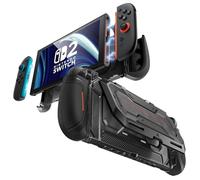 Mumba Funda para Nintendo Switch 2 con Base Abatible [Titan] Ergonómica con Agarre para 5 Tarjetas de Juego y 2 Tarjetas TF Accesorios de TPU y Diseño Joy-con de Liberación Rápida (Negro)