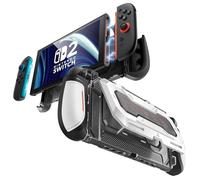Mumba Funda para Nintendo Switch 2 con Base Abatible [Titan] Ergonómica con Agarre para 5 Tarjetas de Juego y 2 Tarjetas TF Accesorios de TPU y Diseño Joy-con de Liberación Rápida (Blanco)