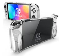 Mumba Funda para Nintendo Switch OLED 2021 [Serie Thunderbolt] Transparente Cubierta Protectora con Agarre de TPU Compatible con Nintendo New Switch OLED Console y Controlador Joy-con (Transparente)
