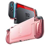 Mumba Funda Transparente para Switch 2 2025 Protectora Case con Diseño de Liberación Rápida para Joy-con y Agarre de TPU Compatible con la Nueva Nintendo Switch 2 de 8 Pulgadas (Rosa)