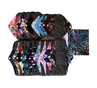 MUMBABY 21 piezas Set de flujo de luz 1pc Mini bolsa húmeda +5@7inch+5@8inch+10@10inch carbón de bambmama paño/toallas menstru/ toallas sanitarias reutiliz.