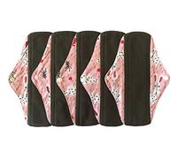 MUMBABY 5 paños de bambú regulares de 25,4 cm / 10 pulgadas / 25,4 cm / 10 pulgadas / almohadillas menstruales / compresas sanitarias reutilizables