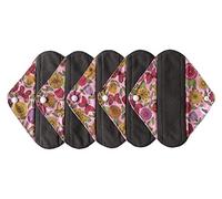 MUMBABY 5 toallas sanitarias reutilizables de bambú de carbón para mamá/almohadillas menstruales (girasol, 8 pulgadas)