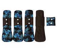 MUMBABY 5pcs 30.5cm / 12inch (Fit) Heavy Flow Charcoal Bamboo Mama Cloth/Menstrual Pads/Almohadillas Sanitarias Reutilizables (Blue turtles)