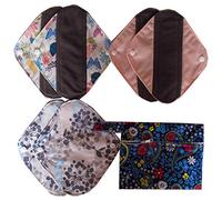 MUMBABY 7pcs set 1pc mini bolsa húmeda + 6pcs 20, 3cm Pantyliner carbón de bambú mama tela almohadillas menstruales/almohadillas sanitarias reutilizables (Azul chino)