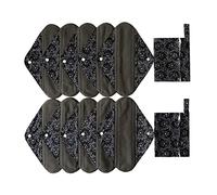 MUMBABY Juego de 12 piezas de 2 bolsas húmedas y 10 piezas de tela de bambú de carbón para mamá/almohadillas menstruales/almohadillas sanitarias reutilizables (encaje negro, 12 pulgadas)