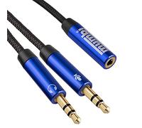 mumbi Cavo adattatore per auricolare per smartphone in nylon (2x da 3,5 mm a 3,5 mm femmina), 0.60m