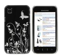 mumbi Funda compatible con Samsung Galaxy S/S Plus, Mariposa/Flores, negro