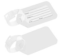 mumbi Juego de 2 etiquetas de equipaje de plástico con etiqueta de nombre/etiqueta de dirección, color blanco