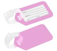 mumbi Juego de 2 etiquetas de plástico para equipaje con etiqueta de nombre/dirección, color rosa