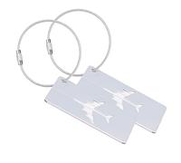 mumbi Juego de 2 etiquetas para equipaje con nombre y dirección, color plateado