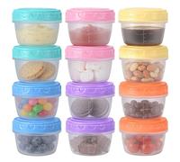 MumdoYAL 12 Piezas Botes Plastico con Tapa, Envases de Plastico con Tapa, Tapers para Comida Hermetico, Apilables para Snacks, Salsas y Preparación de Comidas