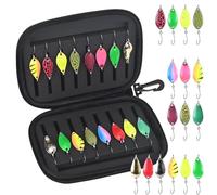 MumdoYAL 16 Piezas Kit Pesca, 2.5g/3.5g/5g Señuelos De Pesca, Cucharillas De Trucha Set con Caja De Almacenamiento, Cucharas para Trucha, para lucioperca, Cebos De Cucharilla, Trucha y Otras Especies