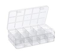 MumdoYAL 2 Piezas caja organizadora plastico,caja minerales,cajas de almacenamiento plastico,caja compartimentos,Con 15 compartimentos y tapas para almacenar aretes, perlas, atornillando