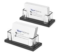 MumdoYAL 2 Piezas Tarjetero Tarjetas Visita Acrílico Transparente, Soporte y Porta Tarjetas de Visita para Oficina, Ferias, Restaurante, Mostrador