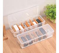 MumdoYAL 2 Piezas Transparente Caja Cables Organizador Incluye 7 Divisores Extraíbles, Guarda Cables, Organizador Cargadores, para Cables De Datos, Cargadores Y Auriculares