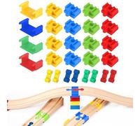 MumdoYAL 28 Piezas Adaptador para Vías Tren Madera Universal, Conectores De Vía, Adaptadores De Carril De Madera, Accesorios De Juguete para Ferrocarriles, per Ferrovia In Legno