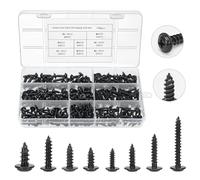 MumdoYAL 350 piezas tornillos autoperforantes, negros, de madera, cabeza cruciforme, fabricado en acero al carbono, dimensiones M3, M3.5, M4