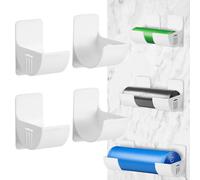 MumdoYAL 4 Piezas Soporte para Bolsas de Plástico, Soporte para Rollo de Cocina,Blanco,Organizador Multifuncional de Cocina para Dispensar Papel Aluminio y Film