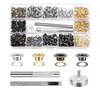 MumdoYAL 400PCS ojales metalicos - Cuatro colores, ojales de cobre de 5 mm de diámetro interno, que incluye herramienta de perforación, herramienta de instalación, base, adecuado para zapatos,etc