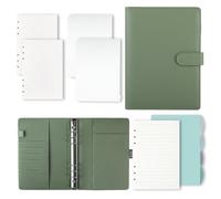 MumdoYAL Archivador A5 Anillas, Carpeta Anillas A5, Binder Notebook, Cuaderno Recargable, 135 Hojas, Con Bolsillos y Separadores, Verde Oliva