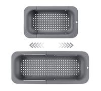 MumdoYAL Colador de Fregadero expandible - Material PP Apto para Alimentos - Orificios de Drenaje eficientes - Soporte de Secado rápido para vajilla - Fácil de Limpiar y Duradero. (Gris Oscuro)