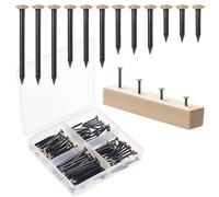 MumdoYAL Juego de 120 Clavos de Acero Templado 20/25/30/40mm, Clavos Dorados para Colgar Cuadros, con Caja de Almacenamiento, Clavos para Pared de Cemento, Madera y Ladrillo