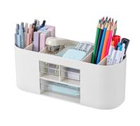 MumdoYAL Organizador de escritorio con 6 compartimentos y 3 cajones - Maravilla de espacio multifuncional en color blanco
