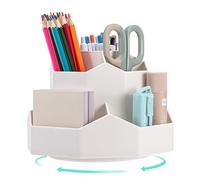 MumdoYAL Portalápices, Organizador de Escritorio Giratorio de 360° Con 9 Compartimentos de Gran Capacidad para Lápices y Papelería