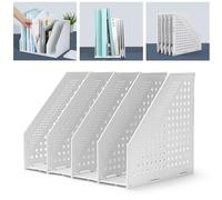 MumdoYAL Revistero Plegable de Plástico ECO-PP Resistente para Oficina y Hogar - Carpeta de Piedra que Ahorra Espacio con 4 Compartimentos en un Diseño Elegante