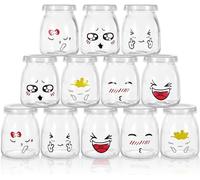 MumdoYAL Tarros de yogur con tapa, recipiente de cristal para pudín y yogur, 12 piezas (100 ml*12)