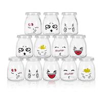 MumdoYAL Tarros de yogur con tapa - Recipientes de vidrio para pudín y yogur, 150 ml, juego de 12 piezas