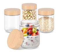 MumdoYAL WtKarpovs 4 Piezas 500 ml Botes Cristal, Tarro Cristal Con Tapa, Frascos De Vidrio Con Tapa, Overnight Oats Jar, Botes Especias, Para Avena, Mermelada, Ensalada, Batido