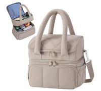 mumisuto Bolsa Térmica Porta Alimentos,Bolsa Isotermica Doble Capa,Bolsa Comida Trabajo con Correa Ajustable,Lunch Bag Bolsa Almuerzo Impermeable para Trabajo,Escuela,Playa,Picnic (Camel)