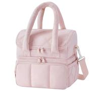mumisuto Bolsa Térmica Porta Alimentos,Bolsa Isotermica Doble Capa,Bolsa Comida Trabajo con Correa Ajustable,Lunch Bag Bolsa Almuerzo Impermeable para Trabajo,Escuela,Playa,Picnic (Rosa)