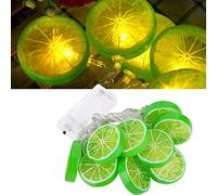 mumisuto Cadena De Luces,1,5 M 10 LEDs Luces de Rodaja de Limón Cuerda Cuerda Hada LED Lámpara de Fruta para Jardín De Navidad,Patio,Dormitorio,Decoración De Fiesta,Exterior,Funciona con Pilas(Cal)