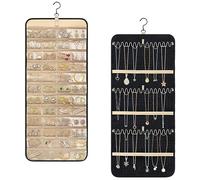 mumisuto Organizador de joyas Colgante de Doble Cara, Almacenamiento Colgador con 48 Bolsillos y 21 Bucles Accesorios De Almacenamiento,Soporte para Collar de Armario para Aretes,Pulsera,Anillos(gran