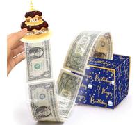 MuMiY Caja de dinero con carrito de regalo de cumpleaños, el juego de árbol de dinero viene con tarjeta de feliz cumpleaños extraíble y 30 bolsas transparentes de caja de regalo en efectivo, una