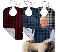 Mumjooyi Baberos Adulto 3 Baberos Lavables para Adultos Impermeables Baberos para Adultos Baberos con Trampa de Escombros para hombres mujeres ancianos y discapacitados