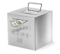 Mumjooyi Hucha para Adultos De Acero Inoxidable-Sooner or Later, I'Ll Fill You up-with Riches! Piggy Bank con Mango Difícil de Abrir Caja De Ahorros De Dinero Segura para Adultos y Niños Alcancia