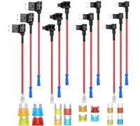 Mumjooyi Portafusibles 12V-32V 12Pcs Robacorrientes Roba Fusibles Coche con Mini Micro Micro2 Standard 5A 10A 15A 20A Fusible de Cuchilla para Coches Camiones Motos Barcos