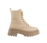 Mumka Shoes - Botas de Mujer - Estilo Militar - Nude - Talla 37 - Elaboradas en Piel Sintética e Interior de Algodón - Zapatos de Mujer con Suela de Termoplástico - Cierre de Cordones y Cremallera