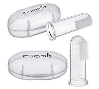 Mummik Cepillo de Dientes para Bebé de Dedo - Cepillo Dental de Silicona Suave y Seguro - Limpieza de Dientes y Masaje de Encías para Dentición e Higiene Dental del Bebé - 2 Uds. con Estuche