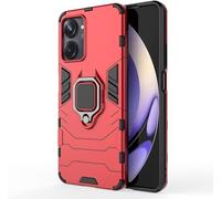 MUMOYAN Realme 10 4G Funda, 2in1 Armadura Combinación A Prueba de Choques Heavy Duty Escudo Cáscara Dura PC + TPU con Soporte Magnetic Car Mount Case Cover para Realme 10 4G -Red