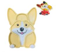 MUMQAQ Bonita bandeja de madera con forma de corgi, bandeja dividida en forma de perro para aperitivos, frutas, divertido plato de cena para niños para fiesta de desayuno, bandeja de madera duradera