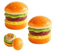MUMQAQ Bonito y divertido dispensador de palillos de dientes, creativo soporte de cerámica con forma de hamburguesa, bonito dispensador a prueba de polvo para decoración de mesa de cocina del hogar