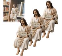 MUMQAQ Figura de resina de Jesús para escritorio, tablero de coche, decoración de mesa de oficina en casa, estatua de Jesucristo, con texto en inglés "I Am with You Always Sign Jesus", estatua