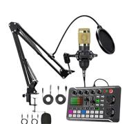 MUMQAQ Tarjeta de sonido en vivo con efectos de mezclador de DJ y cambiador de voz, mezclador de audio de tarjeta de sonido en vivo F998, tarjeta de sonido para transmisión en vivo, 16 sonidos