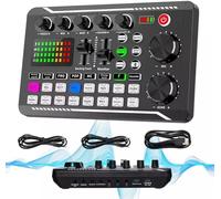 MUMQAQ Tarjeta de sonido en vivo con efectos de mezclador de DJ y cambiador de voz, mezclador de audio de tarjeta de sonido en vivo F998, tarjeta de sonido para transmisión en vivo, 16 sonidos